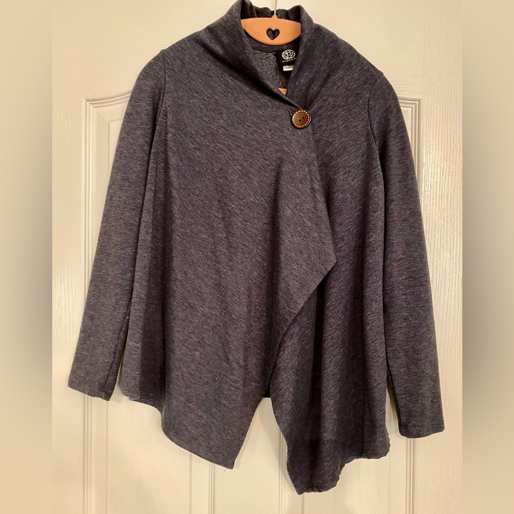 Bobeau One Button Asymmetrical Drape Front Cardig… - image 2